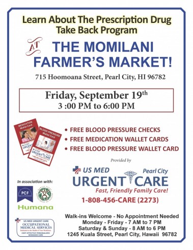 US Med Urgent Care to promote Medication Safety at Momilani Farmer's Market